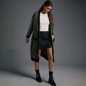 Anthropologie RD Style Tweed Knit Cardigan Duster Sweater Size Small NEW